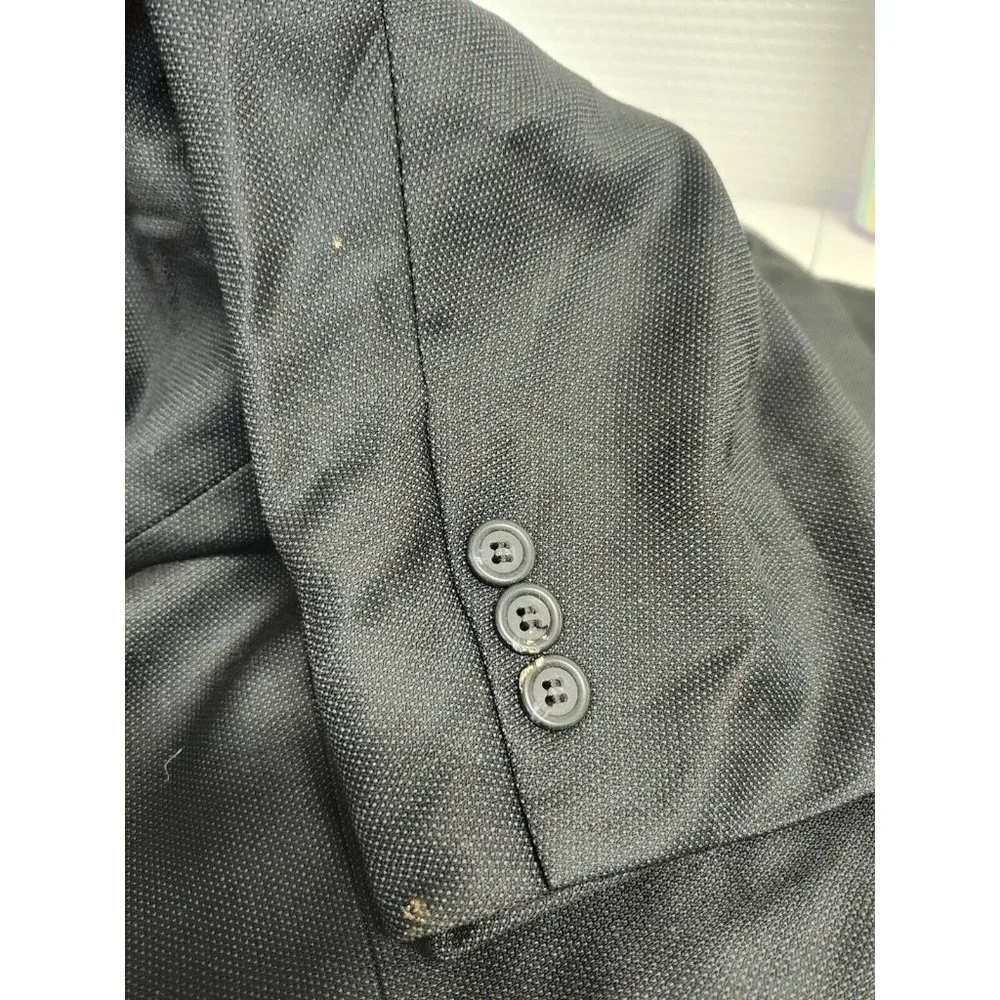 Louis Roth Single Breasted Birds Eye Knit Navy Three Button Mens Blazer Size 44R